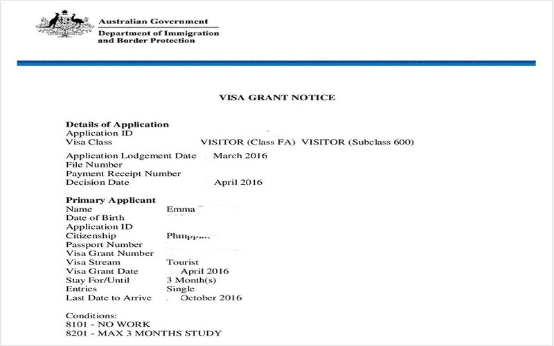 Mẫu tờ đơn xin visa Úc